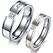 VALYRIA Jewelry "My Love" Cubic Zirconia Stainless Steel Wedding Band/Anniversary/Engagement/Promise/Couple Ring ,Women's (7)