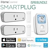 iHome iSP8 Bundle Smart Plug, Wi-Fi, Includes Remote Control, Power Monitoring, Works with Amazon Alexa + iHome iSS50 5-in-1 Smartmonitor, 24/7 Home monitoring from anywhere