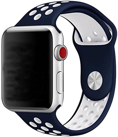 Silicone Replacement for Apple watch band,Fantete Soft Breathable Wrist Strap for Apple Watch Series 2,Series 1,Sport,Edition,42mm,M/L(NavyBlue/White)