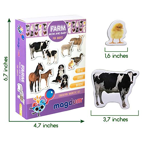 Magdum 18 BABY UND MUTTI BAUERNHOFTIERE Magnete Kinder für magnettafel - Magnet spielzeug kinder -Kühlschrankmagnete Kinder -Kühlschrank Magnete set Kinder -Spielzeug ab 3 jahre -Lernspiele ab 3 jahre – Bild 6