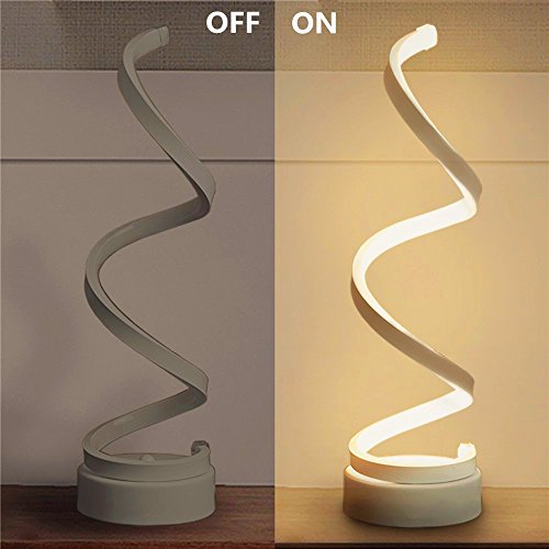 Modern Spiral LED Table Lamp - ELINKUME 12W Smart Dimmable Curved LED Desk Lamp, Contemporary Minimalist Design, Warm White Light, Creative Acrylic LED Modeling Lamp Perfect for Bedroom Living Room - Thumbnail 2
