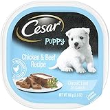 CESAR Puppy Soft Wet Dog Food Classic Loaf in sauce Chicken & Beef Recipe, (24) 3.5 oz. Easy Peel Trays
