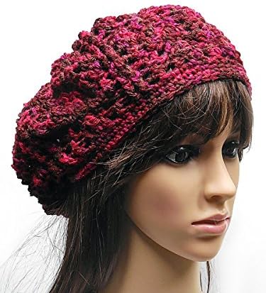 A Touch of Elegance Red Brown Beret Slouchy Hat Handmade