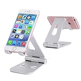 Adjustable Tablet Stand, Amoner [Aluminum alloy] Dual Foldable Phone Stand Holder Playstand for Apple iPad Pro/Air/mini, iPhone, Tablets, Nintendo Switch, Kindle, E-readers and others -1 Pack, Silver
