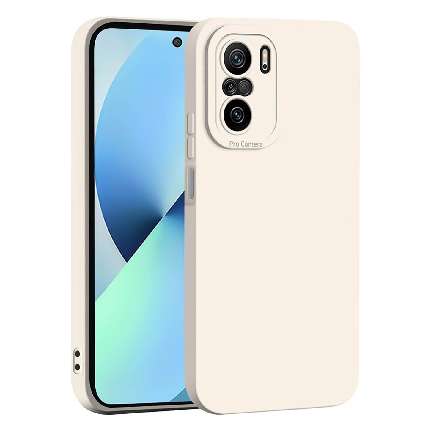 ILING Liquid Silicone Case for Xiaomi Poco F3/Xiaomi Mi 11i 5G, Simple Solid Color Back Soft Gel Rubber Frosted TPU Bumper Shockproof Protective Ultra-thin Phone Case Cover (White)