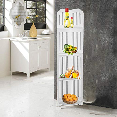 image for Mosunx Housewares 4-Tier Corner Storage Shelf, Bathroom Stand Up Shelv