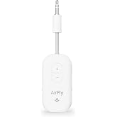 Twelve South AirFly Pro 2, Bluetooth Adapter, Pair 2 AirPods, White | Pair 2 AirPods or Wireless Headphones &ndash; 3.5mm AUX Bluetooth Transmitter and Receiver for Cars, Boats, Treadmills, TVs &amp; More