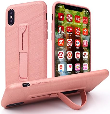 iPhone X Case,AUSCREZICON Durable TPU Shockproof,Slim,Anti Scratch,with Kickstand Full protective Case for iPhone X-Pink