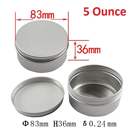 Healthcom 5-Ounce 12 Pack Screw Top Round Steel Tin Cans Aluminum Metal Tin Flat Storage Container for DIY Beauty,Cosmetics,Accessories,Candle Travel Tins or Storage Survival Kit