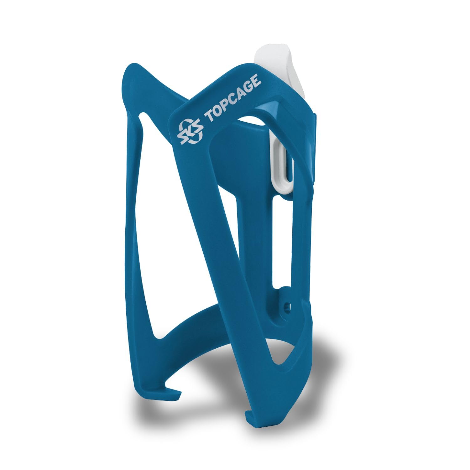 SKS GERMANY TOPCAGE BLUE bottle cage for bikes (bike bottle cage made of high-strength as well as lightweight plastic, adjustable stop, variable catch hooks for secure locking)