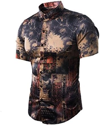 Maisicolis Mens Vintage Retro Novelty Short-Sleeve Graphic Print Floral Printed Prom Button Down Dress Shirt Pattern1 XS