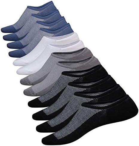 No Show Socks Men 6 Pairs Cotton Mens Casual Non-Slip Low Cut Ankle Socks Size 6-12