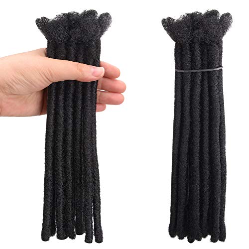 Noverlife 10 Strands 20cm/7.87″ Black Backcomb Twisted Dreadlock Extensions, Single End Synthetic Dreadlocks Accessories, Jamaica Punk Hip-Hop Reggae Hair Braiding Wigs Faux Locs Dreads for Men Women