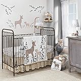 Lambs & Ivy Meadow 3 Piece Crib Bedding Set, Cream/Brown/White