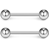 Ruifan 316L Stainless Steel Nipplerings Nipple Shield Barbell Tongue Rings Bar Body Piercing Jewelry 16G 16mm for Women Men 2-36PCS