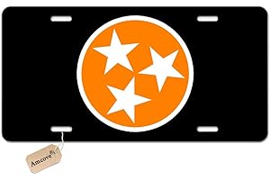 Amcove Tennessee State Tristar Flag Metal Novelty License Plate Orange Tristar Flag