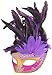 Coxeer Masquerade Mask, Venetian Mask Mardi Gras Mask Halloween Costume Feather Mask for Halloween Purple