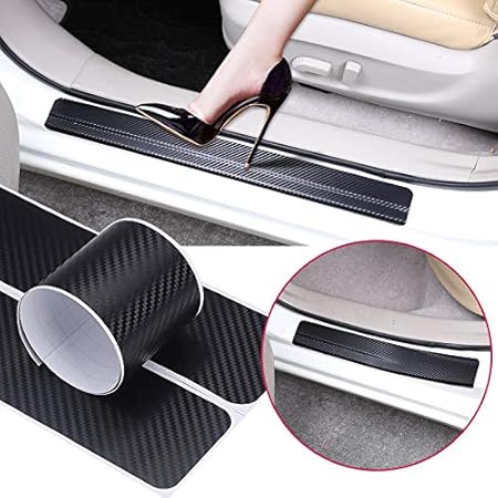 Amazon サイドステップガード スカッフプロテクトシート車の炭素繊維 ドアガードステッカー 4枚 1台分 サイドステップガーニッシュカバー ガーニッシュ 車 バイク