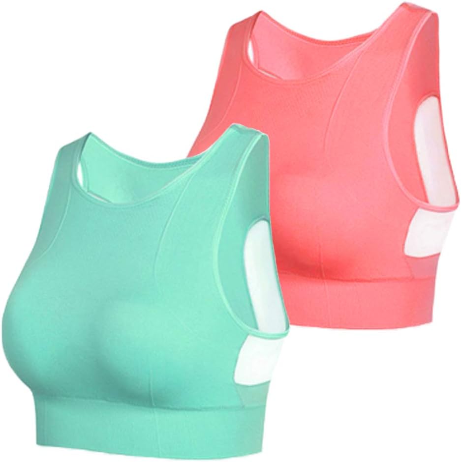 1/2 Pack Sports Bras for Women Longline Sports Bra Low Impact Workout Bras - Yoga Pilates Gym