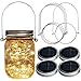 Homeleo 4 Pack Wide Mouth Mason Jar Solar Led Lights Insert Screw with Hangers, Warm White Waterproof Solar Fairy Lights for Outdoor Garden Decor Christmas Holiday Wedding Party(Jars Not Included)