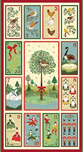 Makower Christmas Advent Calendar Panel - Make Your Own Advent Panel (Twelve Days Advent Calendar Panel)