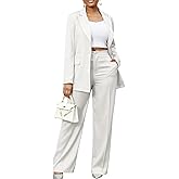 Tcremisa Women's Pants Suits Dressy Business Casual Long Sleeve Blazer and Pant Sets 2 Piece Work Office Outfits