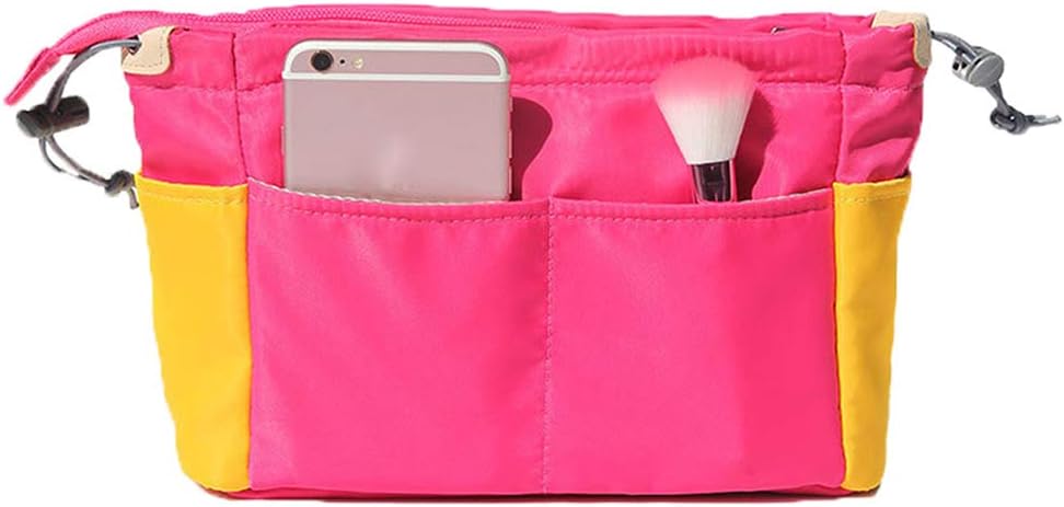 Tidy Bag Organiser Insert Handbag with Zip, Tote&Purses Organiser Insert Bag in Bag for Women, Portable Small Cosmetic Organiser Travel Bag,- Rose Red