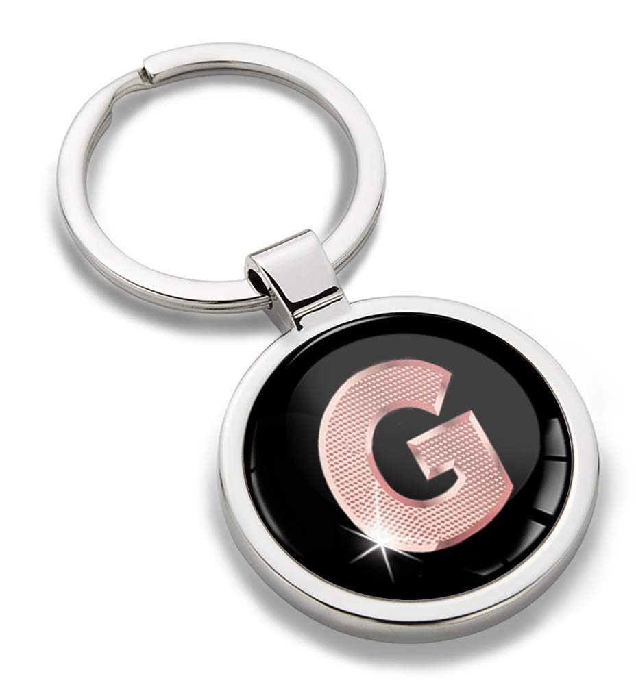 Biomar Labs Letter Keychain Alphabet Initial Keyring 3D Metal Stainless Steel Personalised Initials Charm for Car Keys and House Keys Available in Rose Gold (G in Rose Gold KK 33)