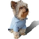 Size #12 (medium) Designer Pet Clothes, Baby Blue Dog Sweater, Classic Aran Knit