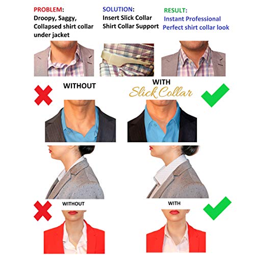 Slick Collar Adjustable Shirt Collar Support Bonus 3 Piece Set with Collar Stays for Men and Women w - //coolthings.us