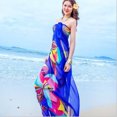 Ladies Beach Chiffon Wrap, gloednApple Sexy Beach Sarong Coverup Swimwear Bikini Scarf Sun Dresses (Blue)