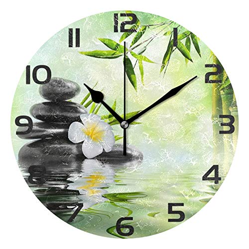Alaza Stropical Zen Stone And Flowers Round Acrylic Wall Clock Silent Non Ticking Oil Painting Home Office School Decorative Clock Art Buy Online In Aruba At Aruba Desertcart Com Productid