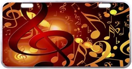 Music License Plate with Vivid color and Detail Images-11.8" X 6.1" inches-Silver Trim