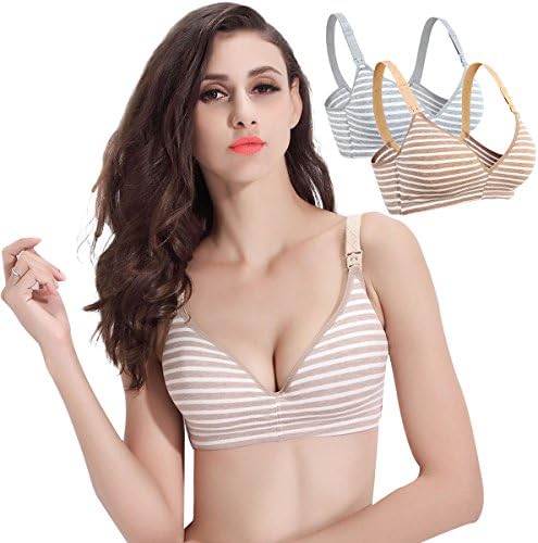 2pack Nursing Bra,100% Cotton Materials 36C Women's Wireless Maternity Nursing Bras,Ultra-Breathable,Comfort Soft Suitable for Breastfeeding,Sleeping,Running,Office and More