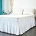 Cozylife Three Fabric Sides Wrap Around Elastic Solid Bed Skirt, Easy On/Easy Off Dust Ruffled Bed Skirts 16 Inch Tailored Drop (White, Twin)