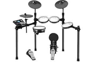HXW SD61-5 Professional Electric Drum Set Mesh Electronic Drum Kit with 447 Sounds, Dual-zone Snare, Cymbal With Choke, Kick Tower, Support to Add Extra Tom & Cymbal