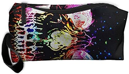 Coloured Skull Pattern Makeup Bag Calico Girl Women Travel Portable Cosmetic Bag Sewing Kit Stationery Bags Funny Storage Pouch Bag Multi-function Bag