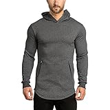 EU Men's Gym Hoodie Running Fleece Sweatshirt Workout Pullover Hoody Zip Pockets