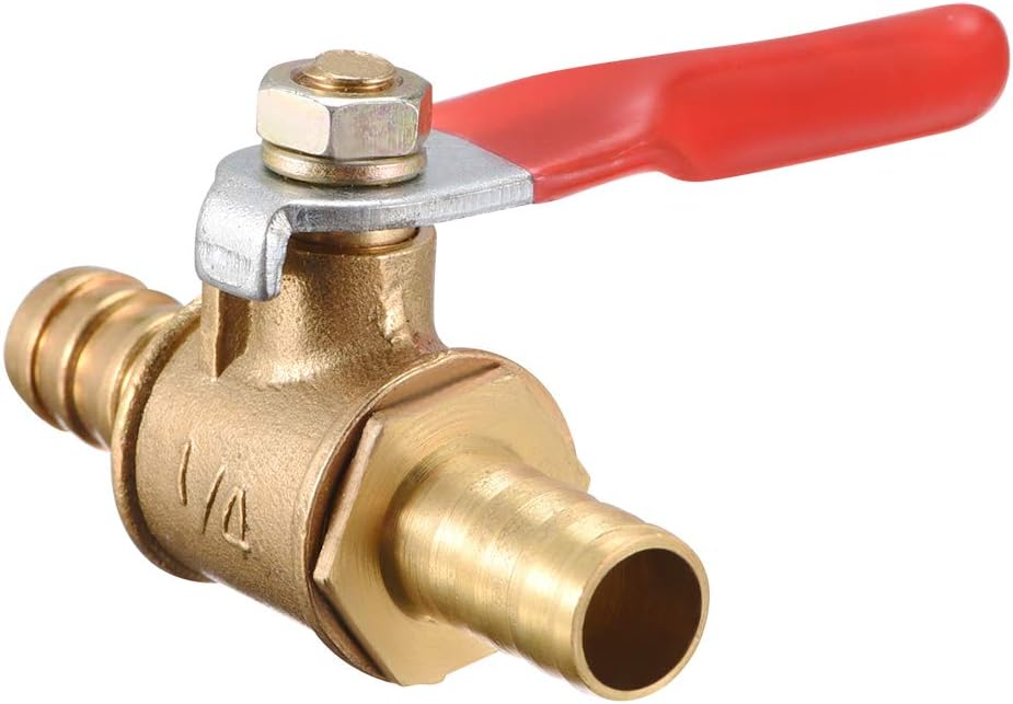 sourcing map Ball Valve Shut-Off Valve, 8mm Hose Barb to 8mm Hose Barb, for Air Gas Water Fuel 180 Degree Operation Handle