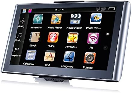 HTQ GPS Navigator 7 Inch TFT LCD Touch Screen Preloaded Maps Music/Movie Player Multi-language Compatible with Window XP (Silver)