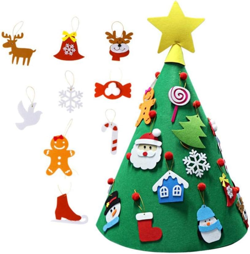 Albero Di Natale In Legno Fai Da Te Angolare.Mignon84cook Albero Di Natale In Feltro 3d Con 18 Pezzi Di Ornamenti Di Natale Decorazioni A Forma Di Bambola Accessori Regalo Amazon It Fai Da Te