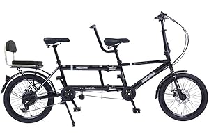 ZLYJ Folding Tandem Bike, Family Tandem Bikes for Two Adults, 7 Speed Adjustable Tandem Bikes, Cruiser Bikes for Travel and C