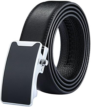 Men's Genuine Leather Dress Ratchet Belt Automatic Sliding Buckle (Brown,Black)