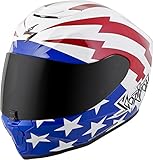 Scorpion EXO-R420 Full-Face Tracker Street Motorcycle Helmet - White/Red/Blue/Large