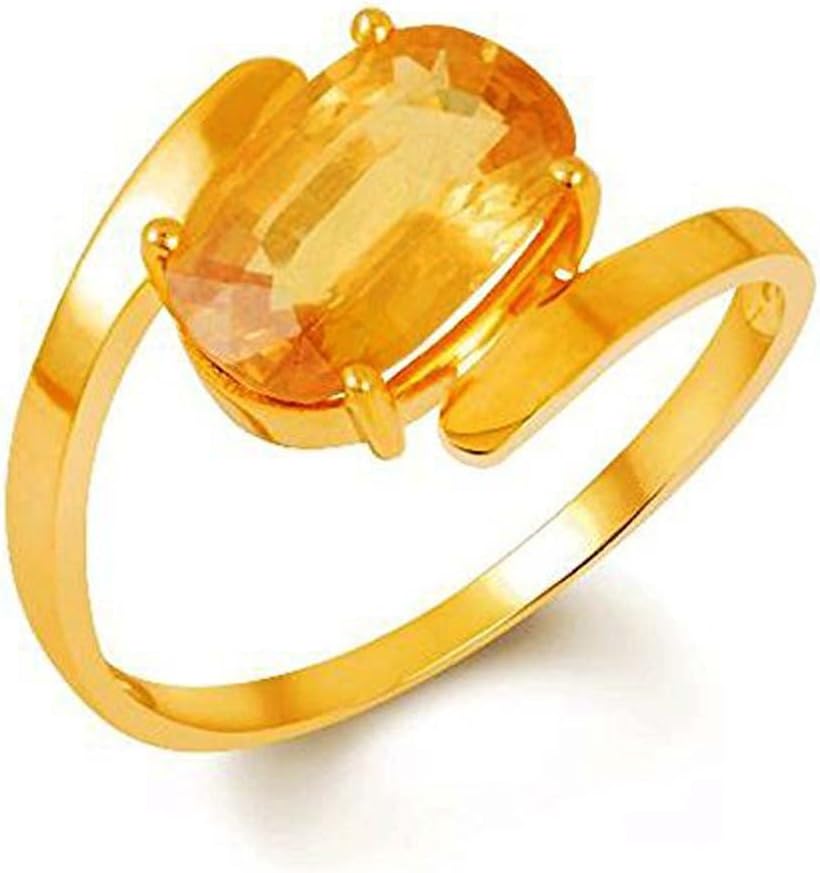 Ankita Gemstones 6.25 Ratti Natural Certified Yellow Sapphire Pukhraj Gemstone Panchdhatu Ring,Pukhraj Birthstone Astrology Ring