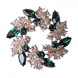 Fashion Plaza Gold Tone Green Olivine Flowers Floral Wheel Medallion Crystal Pin Brooch BR95
