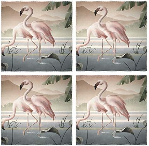 Tengyiyi Couple Flamingo Placemats Heat Insulation Stain Resistant Dining Table Mats Washable Durable Crossweave Woven Vinyl for Kitchen Dining Table Set of 4
