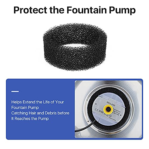 4 Packs POLAME PreFilter Sponges, Stainless Steel Cat Fountain Sponge Foam Filter Black