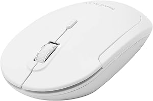 Macally Wireless Bluetooth Mouse for Mac and PC - Quiet Click Buttons with Slim Comfortable Body - Silent Wireless Mouse with DPI 800/1200/1600 - Workflow Enhancing Bluetooth Computer Mouse (White)