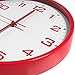 Vremi 10 Inch Silent Universal Round Wall Clock - AA Battery Operated Colorful Analog Clock for Home Office Classroom or Garage - Easy to Install Non Ticking Indoor Decorative Easy Read Clock - Red